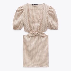 NWT - Zara Cut Out Linen Blend Dress, Size Medium